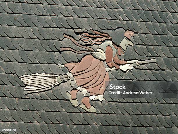 Harz Witch On House Wall In Schiefer Stock Photo - Download Image Now - Rooftop, Witch, Schist