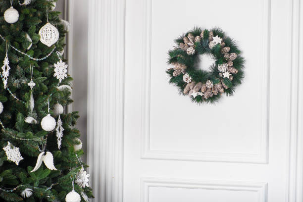 istock Christmas wreath decorated with pine cones 894413060