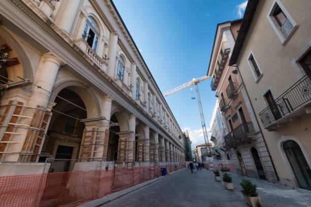 L'Aquila (Abruzzi, Italy): reconstruction after earthquake stock photo