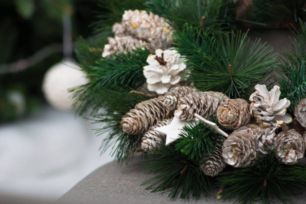 istock Christmas wreath decorated with pine cones 894426632