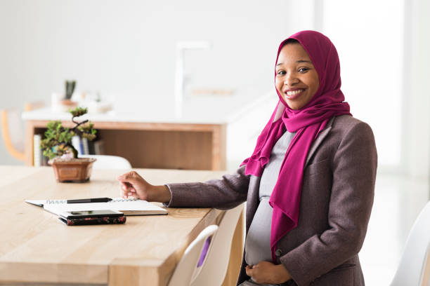 istock Pregnant woman working from home 894429174