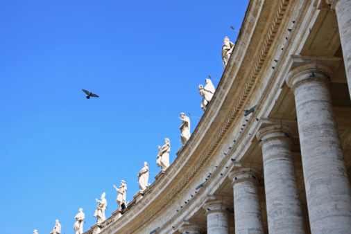 Rome - The Vatican. Holy dove and Berninis saints