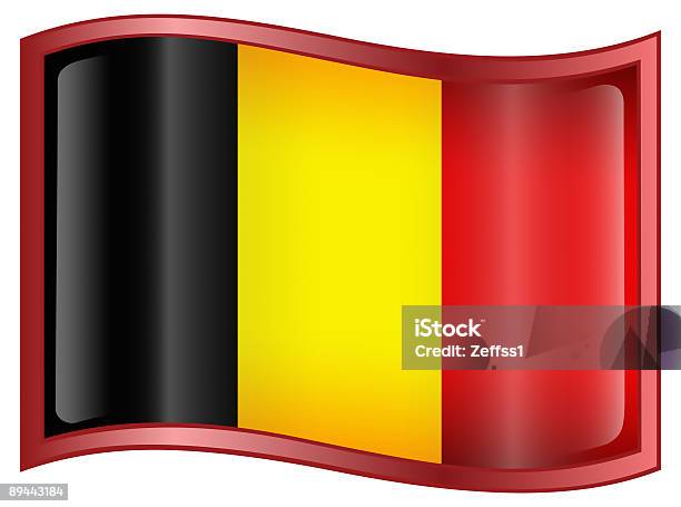Belgio Icona Della Bandiera Isolato Su Sfondo Bianco - Immagini vettoriali stock e altre immagini di Bandiera