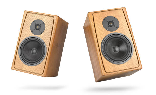 istock Two wooden speakers isolated on white background. File contains a path to isolation. 894432942