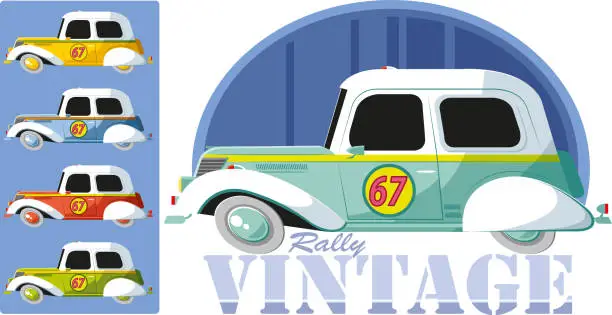 Vector illustration of Vintage rally car