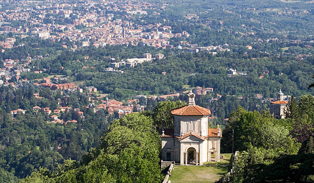 Sacro Monte Varese Aerial view stock photo