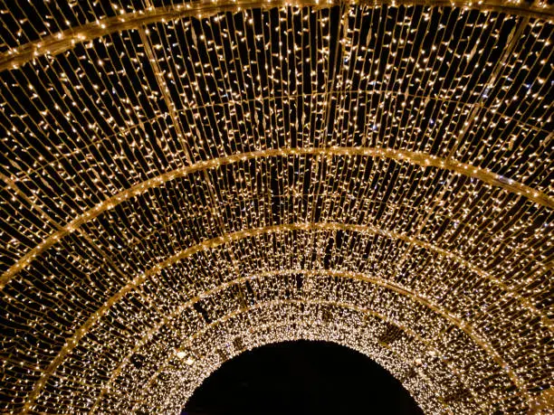 Photo of Liar's Bridge illuminated at night at Christmas in Sibiu, Transylvania, Romania