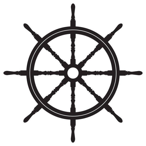 корабельный штурвал - sea water single object sailboat stock illustrations