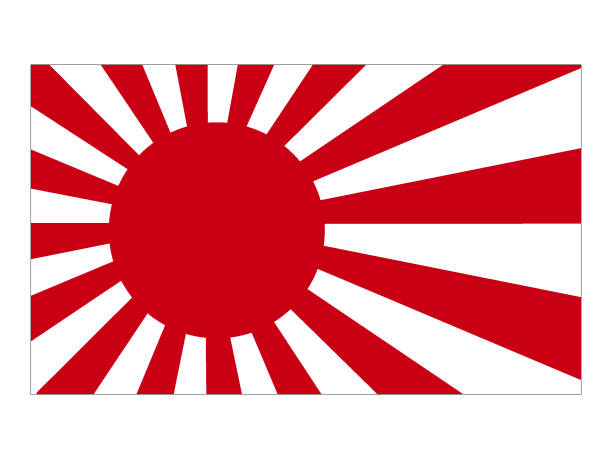 obraz japońskiej cesarskiej tradycyjnej flagi wschodzącego słońca - japanese flag flag japan japanese culture stock illustrations
