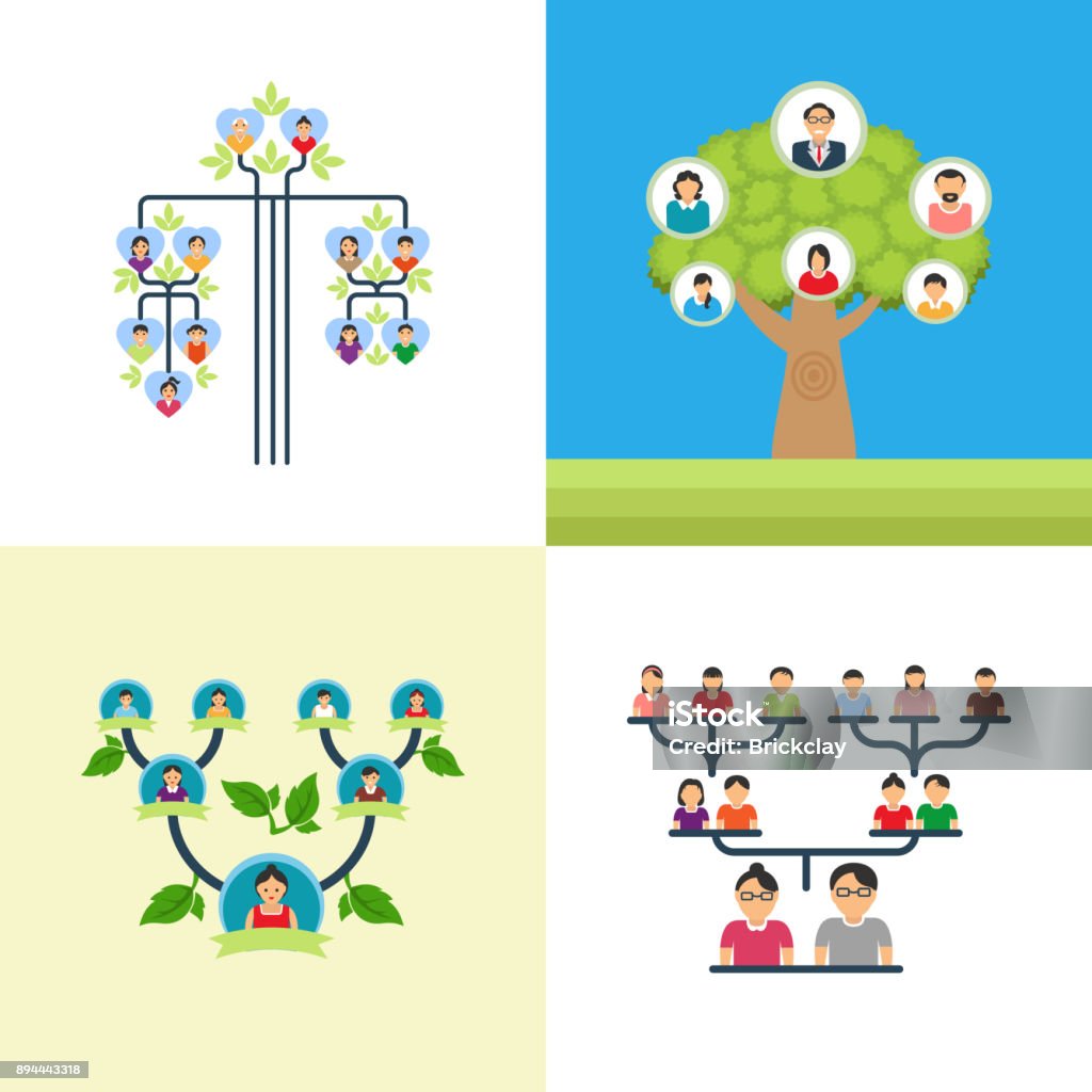Vector Stock Family Tree Family Tree Vector Illustration Set Stock Illustration - Download Image ...