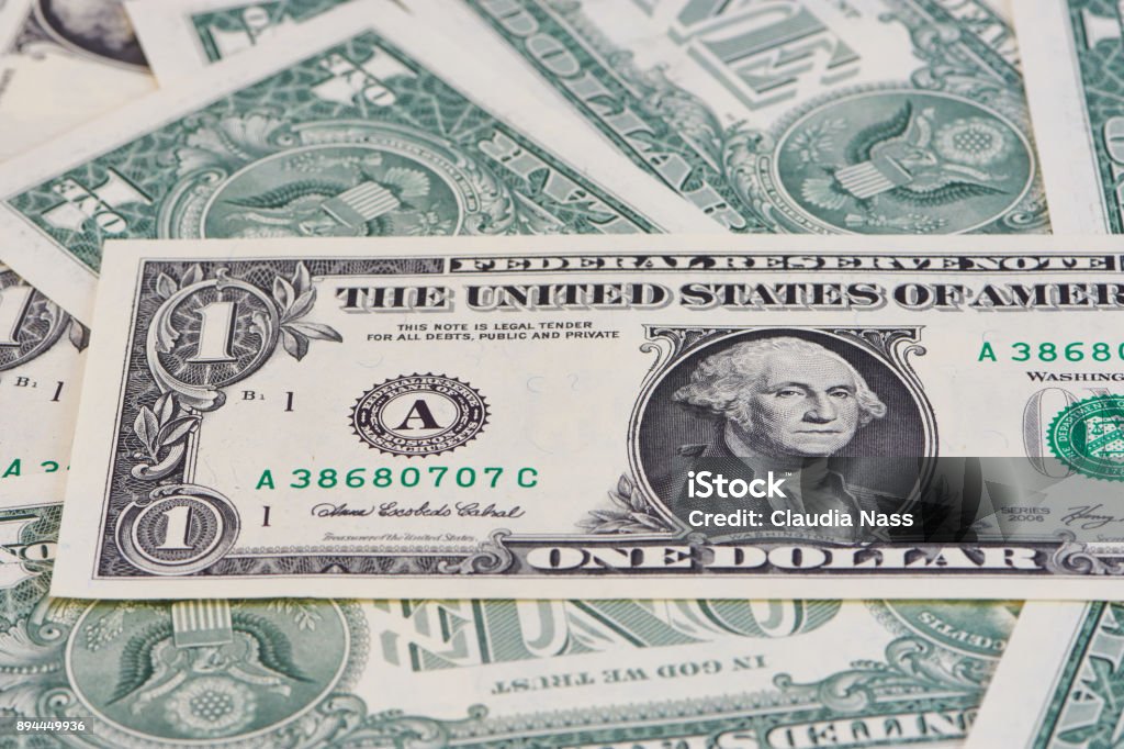 Several one dollar bills US Dollar Banknoten American One Dollar Bill Stock Photo