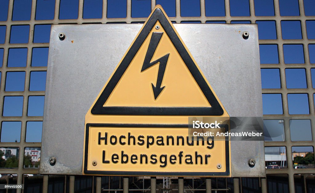 Warning sign high voltage danger to life and electricity symbol  Admiration Stock Photo