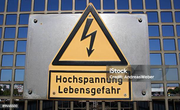 Warning Sign High Voltage Danger To Life And Electricity Symbol Stock Photo - Download Image Now