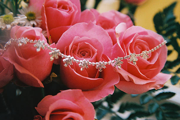 istock Pink Roses and Diamond Necklace 89445638