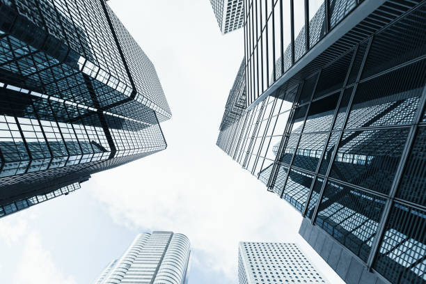 istock Skyline with skyscrapers under blue cloudy sky 894457728
