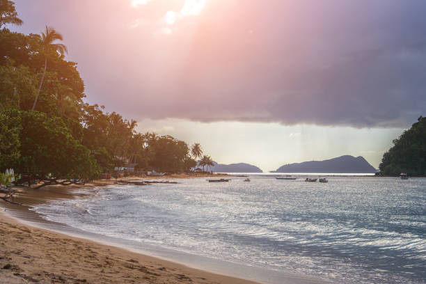 istock Las Cabanas beach stormy weather in Palawan island, Philippines 894461280