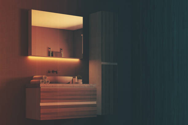 istock Gray bathroom with a sink side toned 894461544