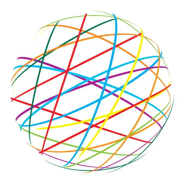 Vector illustration of Abstract sphere from color lines