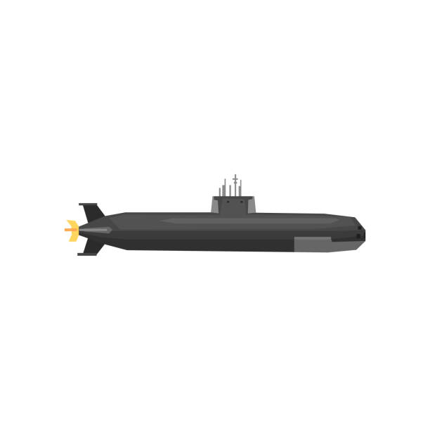 istock Cartoon military submarine icon. Underwater transport. Black navy vehicle. Graphic design element for mobile game or infographic. Flat vector illustration 894495882
