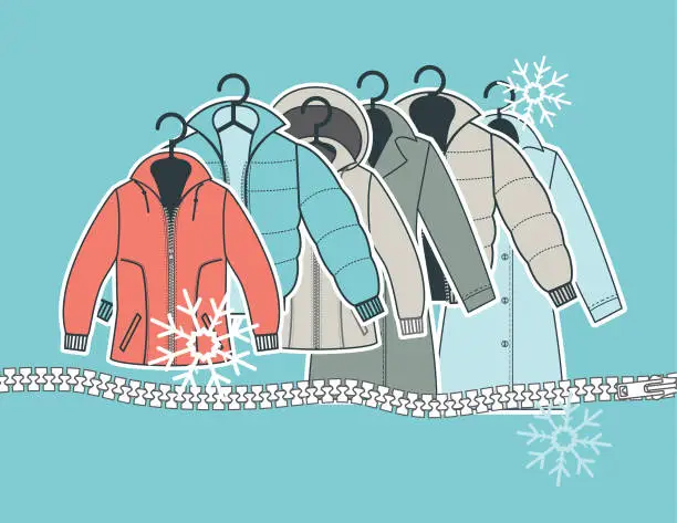 Vector illustration of Winter Coat and Clothing Background