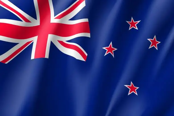 Vector illustration of Waving flag of New Zealand