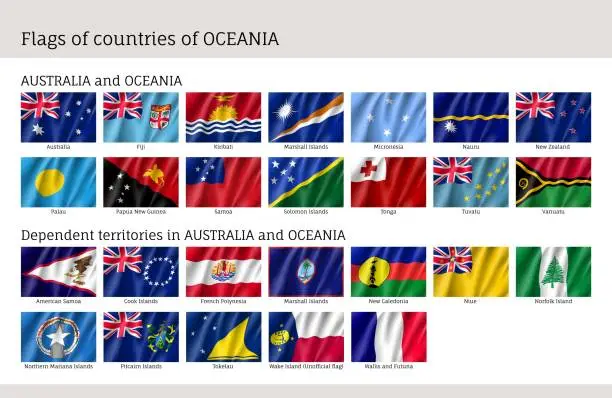 Vector illustration of Flags Australia and Oceania