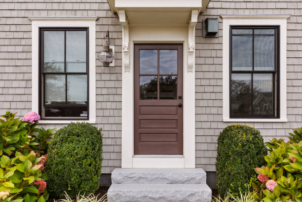 Front exterior of a house stock photo