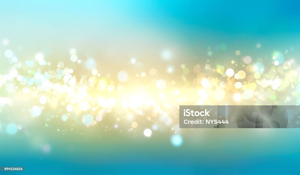 Blurred Lights Blue Gold Horizontal Banner Background Stock Photo -  Download Image Now - iStock