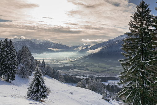 Rhine Valley near Chur in the Swiss Alps