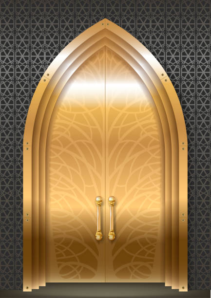 illustrations, cliparts, dessins animés et icônes de porte dorée du palais - textured gold backgrounds architecture and buildings