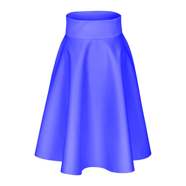 istock Classic midi blue silk satin skirt isolated on white 894555908