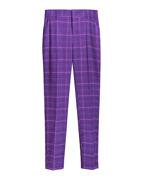 istock Violet elegant checked retro trousers isolated white 894556452