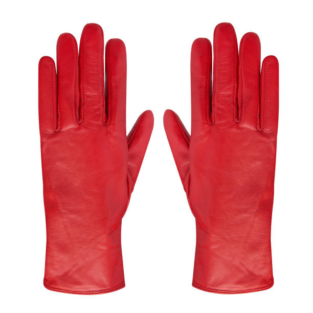 istock Luxury pair of red leather gloves isolated white 894556490
