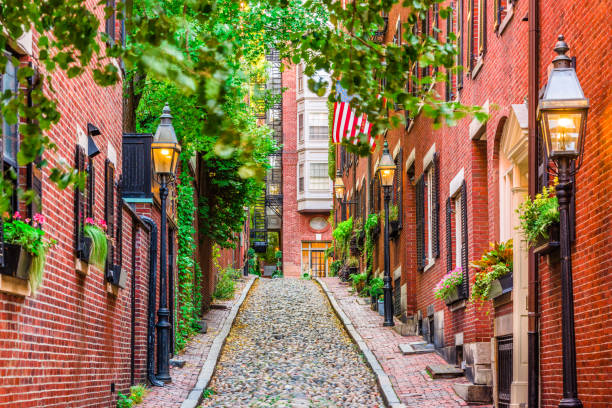 acorn street boston - boston massachusetts foto e immagini stock