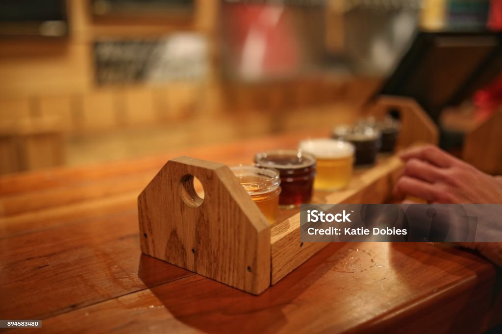 Micro Brew Craft Beer Tasting Bar Sampler Micro Brew Craft Beer Bar Sampler Artisanal Food and Drink Stock Photo