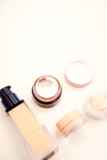 istock Woman beauty products flat lay on white 894589894