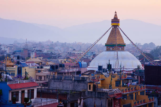 istock Kathmandu  on sunrise with Boudhanath Stupa temple 894593186
