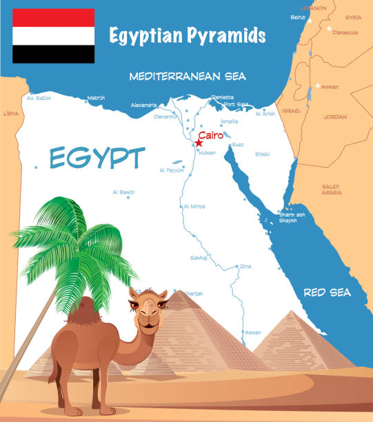 illustrazioni stock, clip art, cartoni animati e icone di tendenza di piramidi egiziane - egypt cairo pyramid sunset