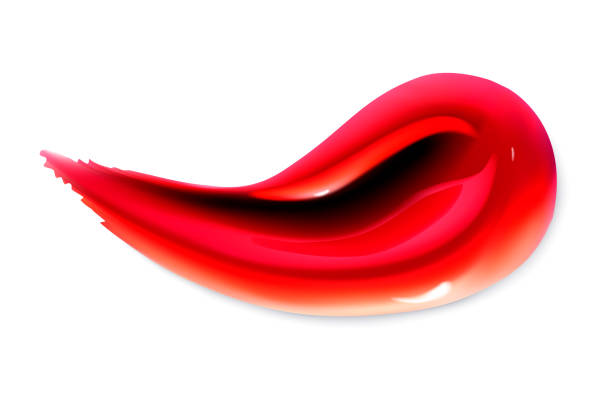 istock Cosmetic Red liquid lipstick smear smear. Make up lip gloss or nail polish isolated on white background. Vector Red Paint Stroke 894596486