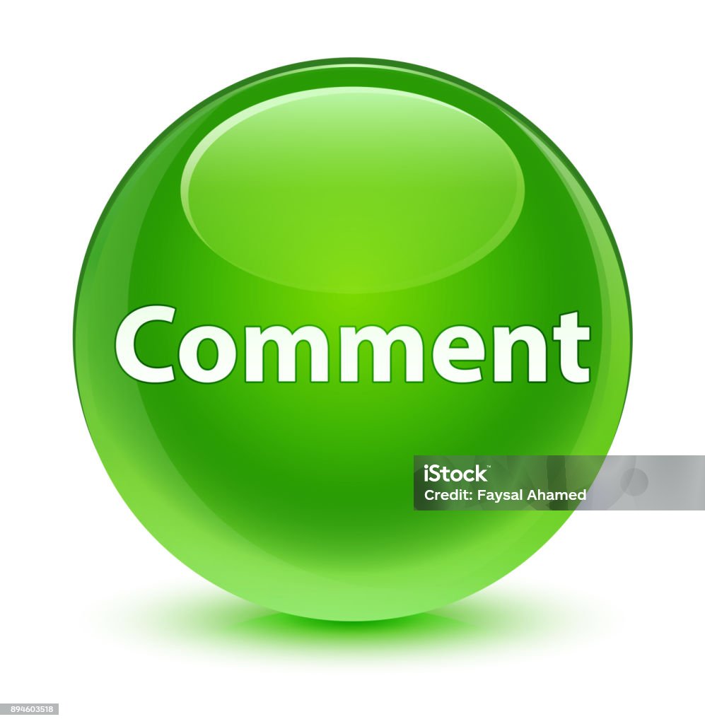 Green Comment Button Comment Glassy Green Round Button Stock Illustration - Download Image ...