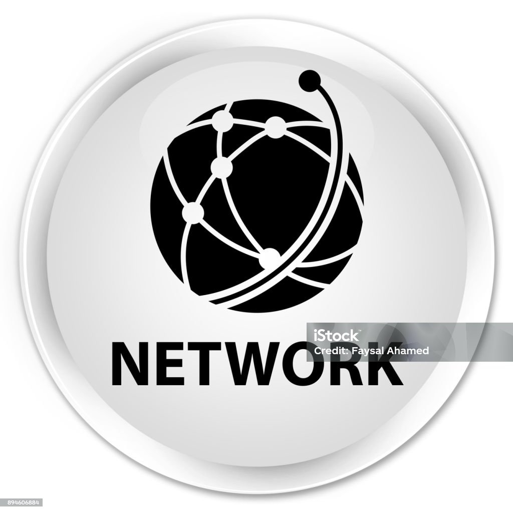Network Premium White Round Button Stock Illustration - Download Image ...