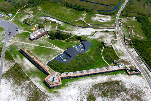 Aerial view of historical Fort Pickens Florida photograph taken Aug 2012