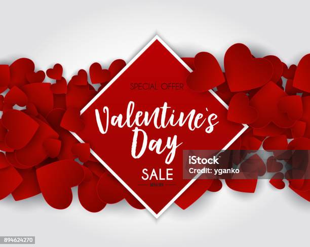 Valentines Day Love And Feelings Sale Background Design Vector Illustration Stock Illustration - Download Image Now