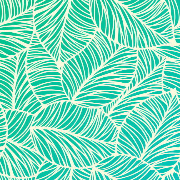 illustrazioni stock, clip art, cartoni animati e icone di tendenza di sfondo foglia tropicale senza cuciture - palm leaf frond leaf backgrounds