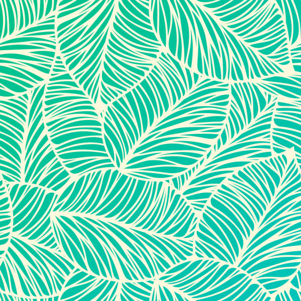 bezszwowe tło liści tropikalnych - egzotyczne drzewo obrazy stock illustrations
