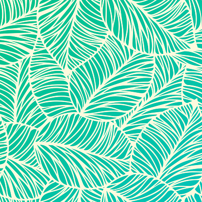 Seamless tropical leaf background illustration.