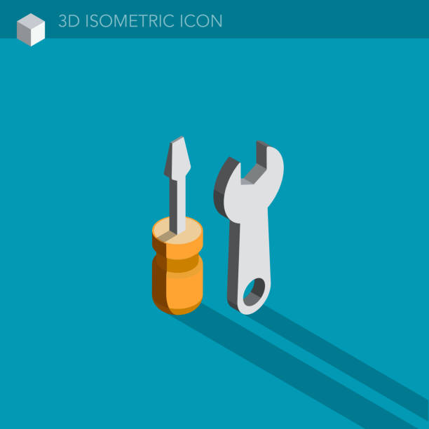 tools 3D isometric web icon tools 3D isometric web icon white background level hand tool white stock illustrations