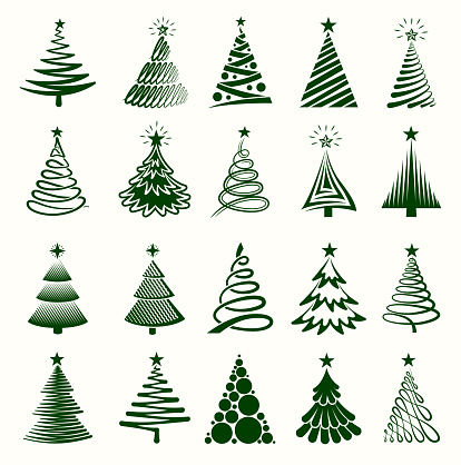 Christmas Tree Collection Royalty free vector graphics.