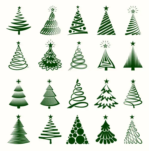 Vector illustration of Christmas Tree Collection Royalty free vector graphics