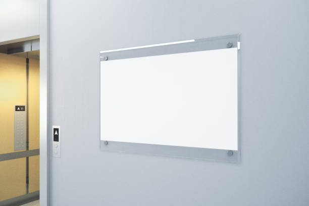 istock Blank glass banner on concrete wall 894644160